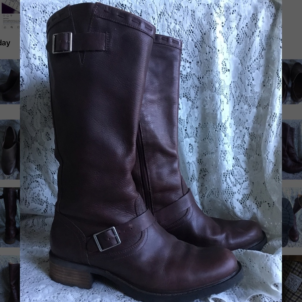 Sebago Burgundy Leather Mid Calf Boots 9.5